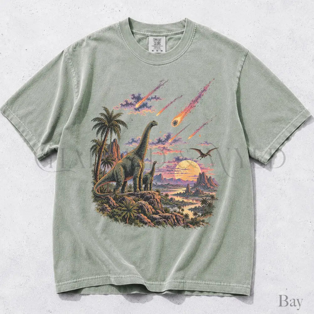Dinosaur Meteor Shower Comfort Colors T-Shirt - Bay / S - T-Shirt