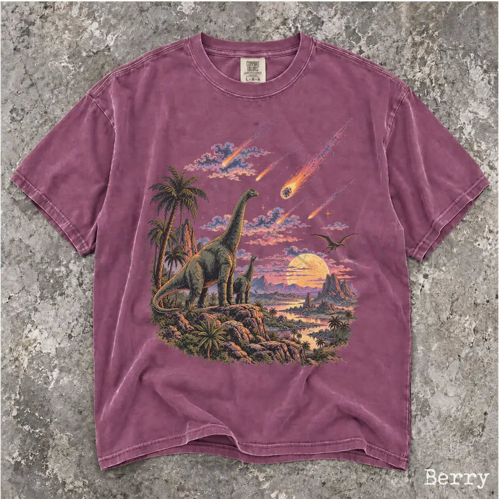 Dinosaur Meteor Shower Comfort Colors T-Shirt - Berry / S - T-Shirt