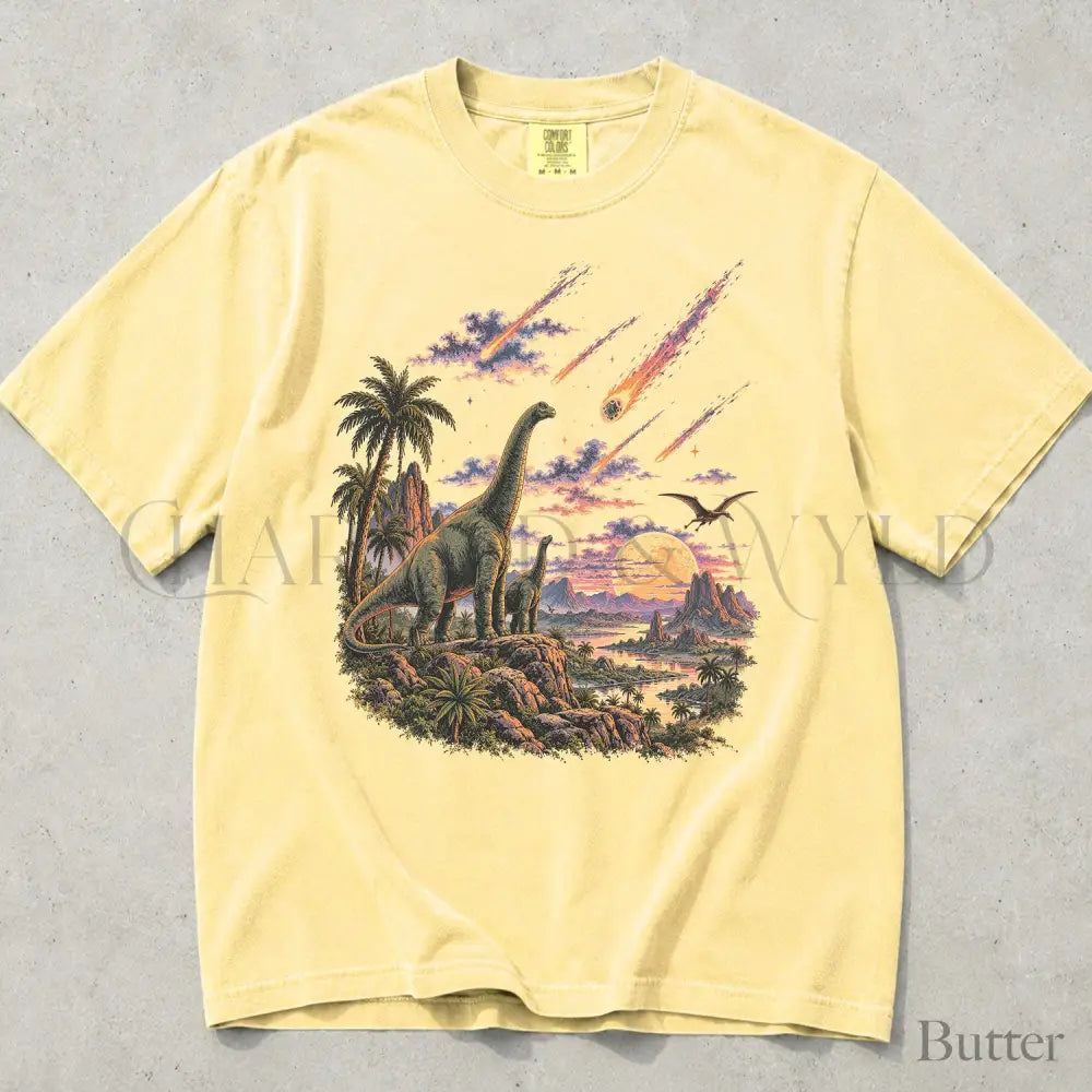 Dinosaur Meteor Shower Comfort Colors T-Shirt - Butter / S - T-Shirt