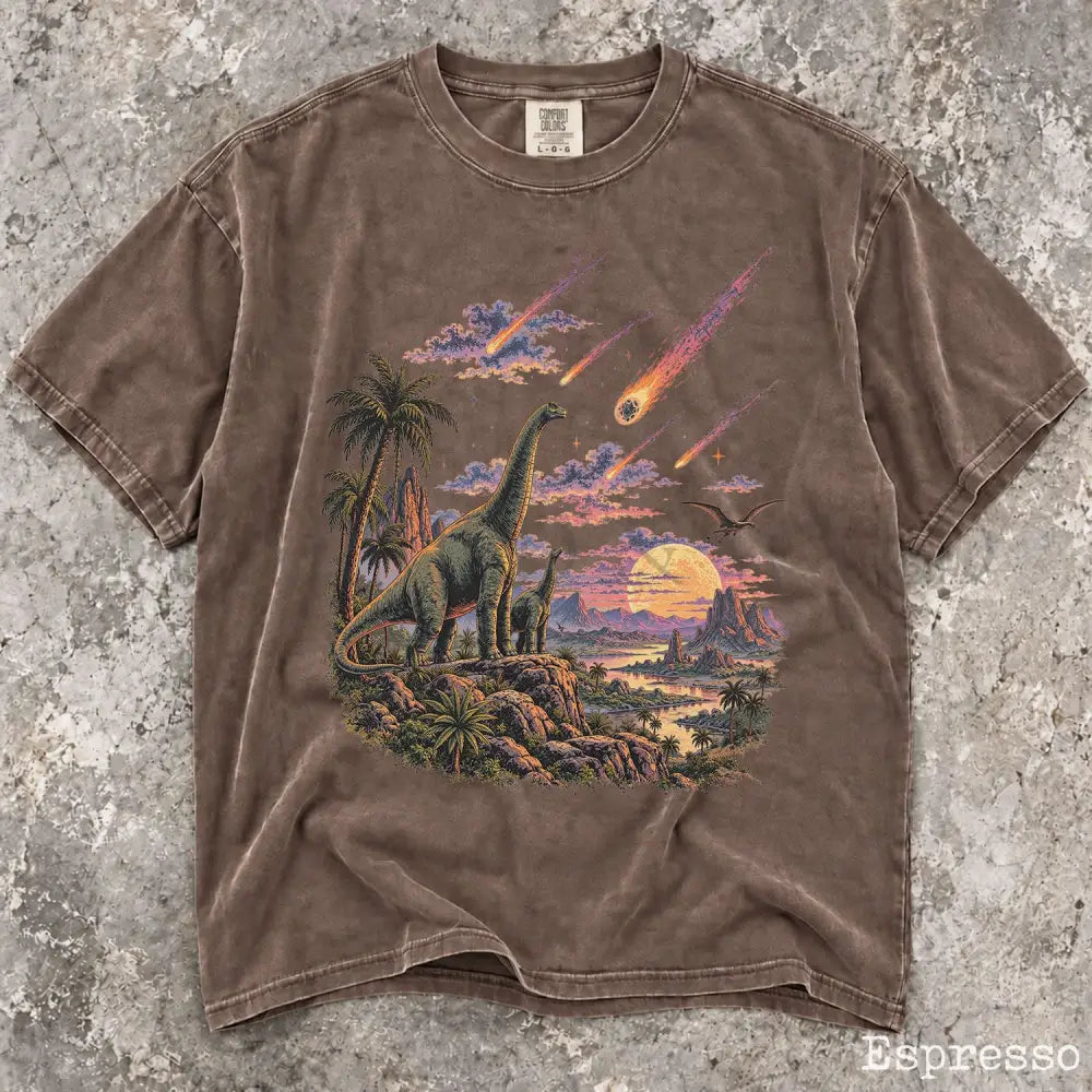 Dinosaur Meteor Shower Comfort Colors T-Shirt - Espresso / S - T-Shirt