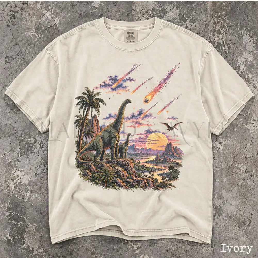 Dinosaur Meteor Shower Comfort Colors T-Shirt - Ivory / S - T-Shirt