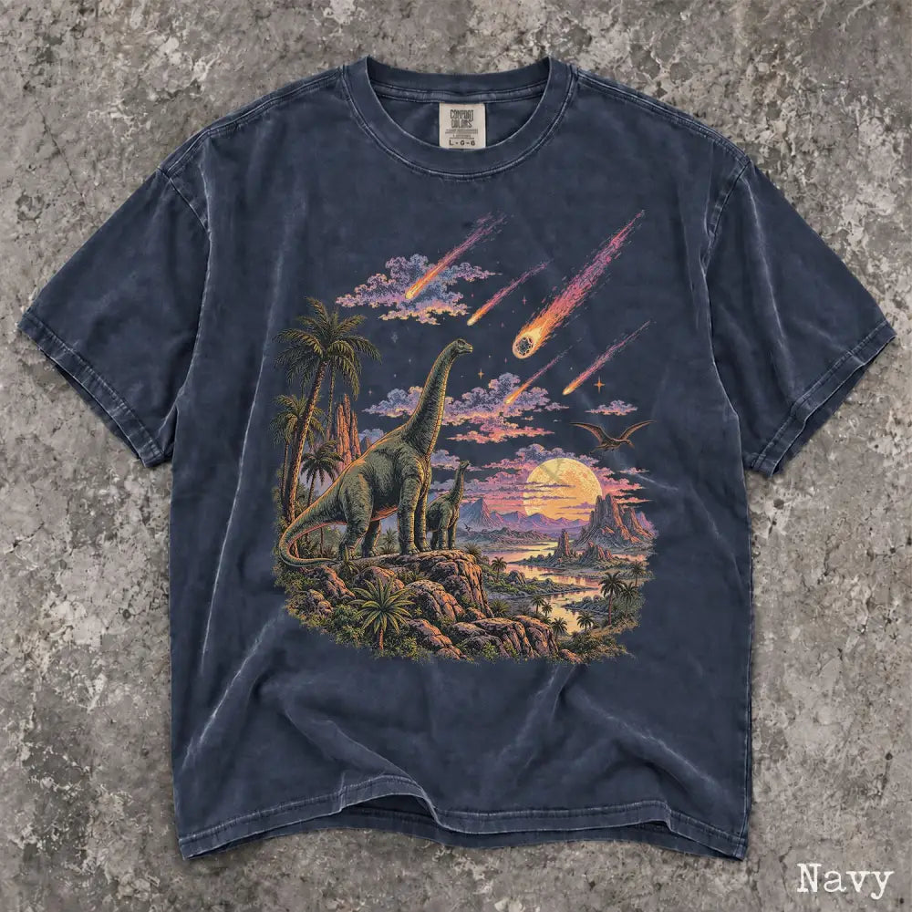Dinosaur Meteor Shower Comfort Colors T-Shirt - Navy / S - T-Shirt