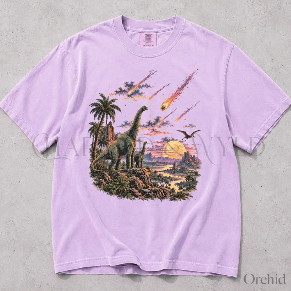 Dinosaur Meteor Shower Comfort Colors T-Shirt - Orchid / S - T-Shirt