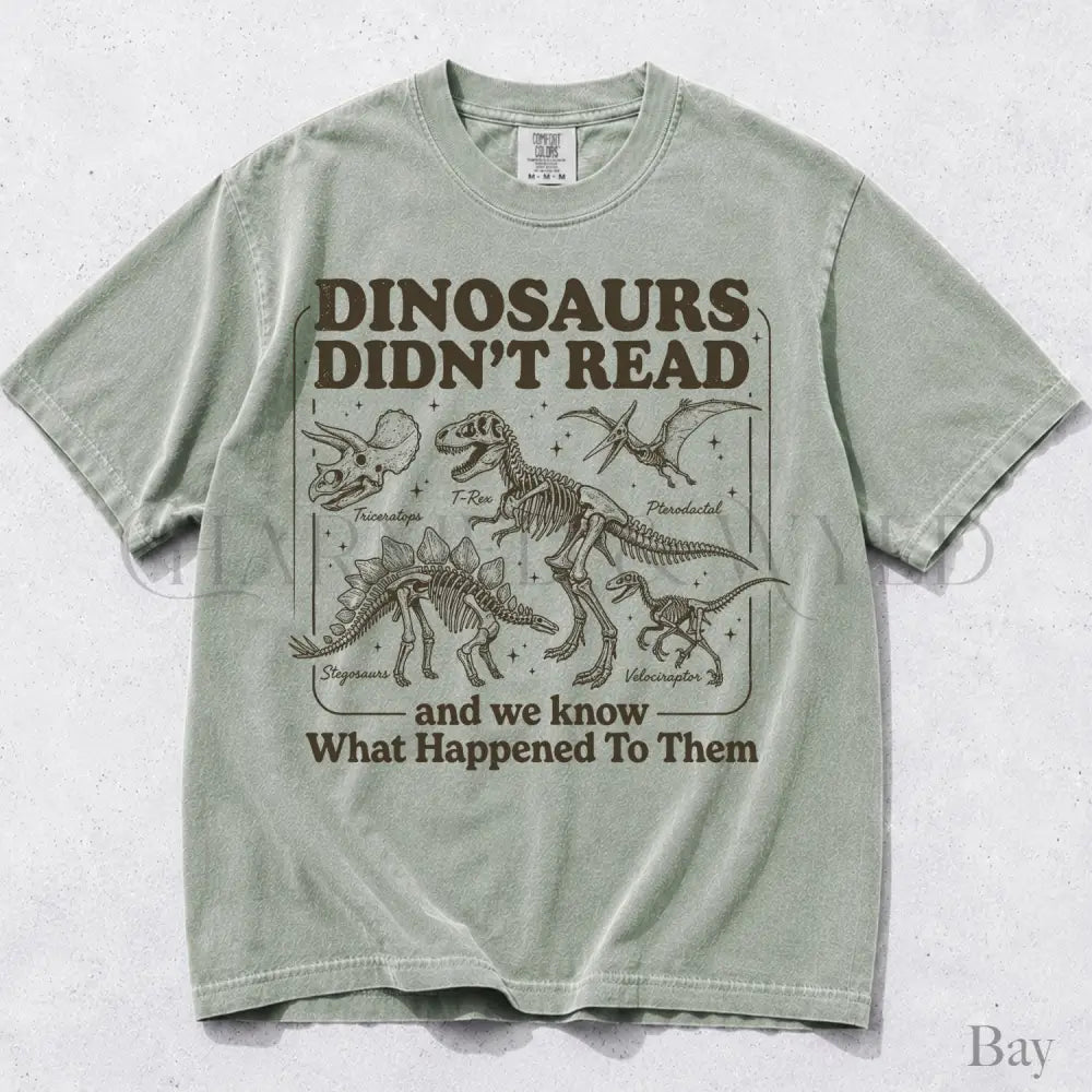 Dinosaurs Didnt Read Comfort Colors T-Shirt - Bay / S - T-Shirt
