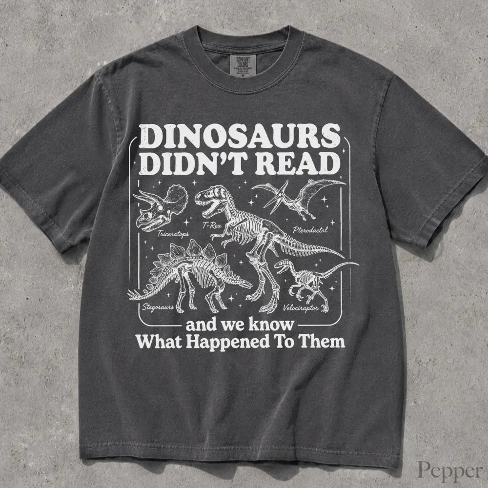 Dinosaurs Didnt Read Comfort Colors T-Shirt - Pepper / S - T-Shirt