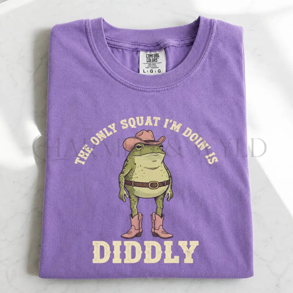 Doing Diddly Squat Frog T-Shirt - Violet / S - T-Shirt