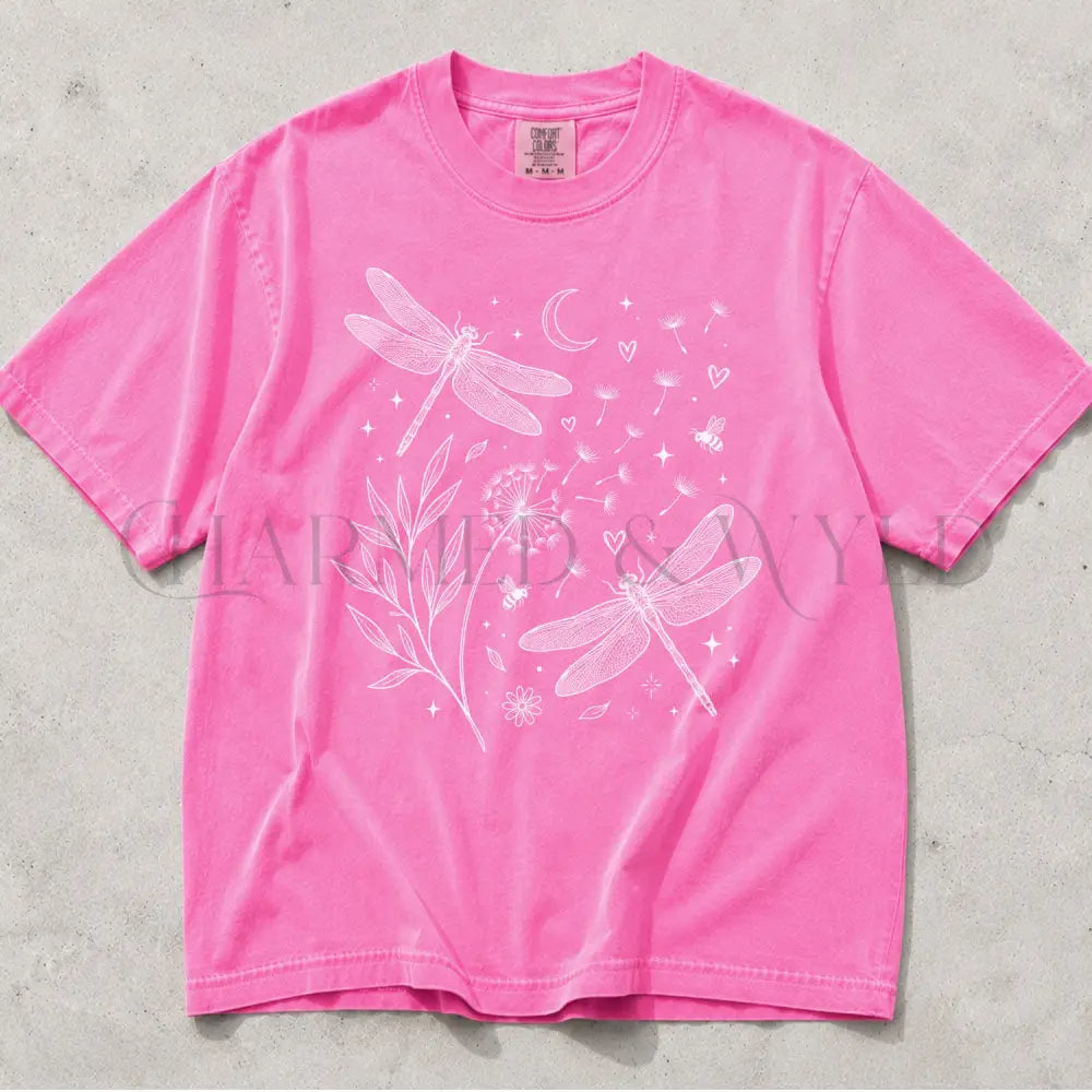 Dragonfly Comfort Colors T-Shirt - Neon Pink / S - T-Shirt