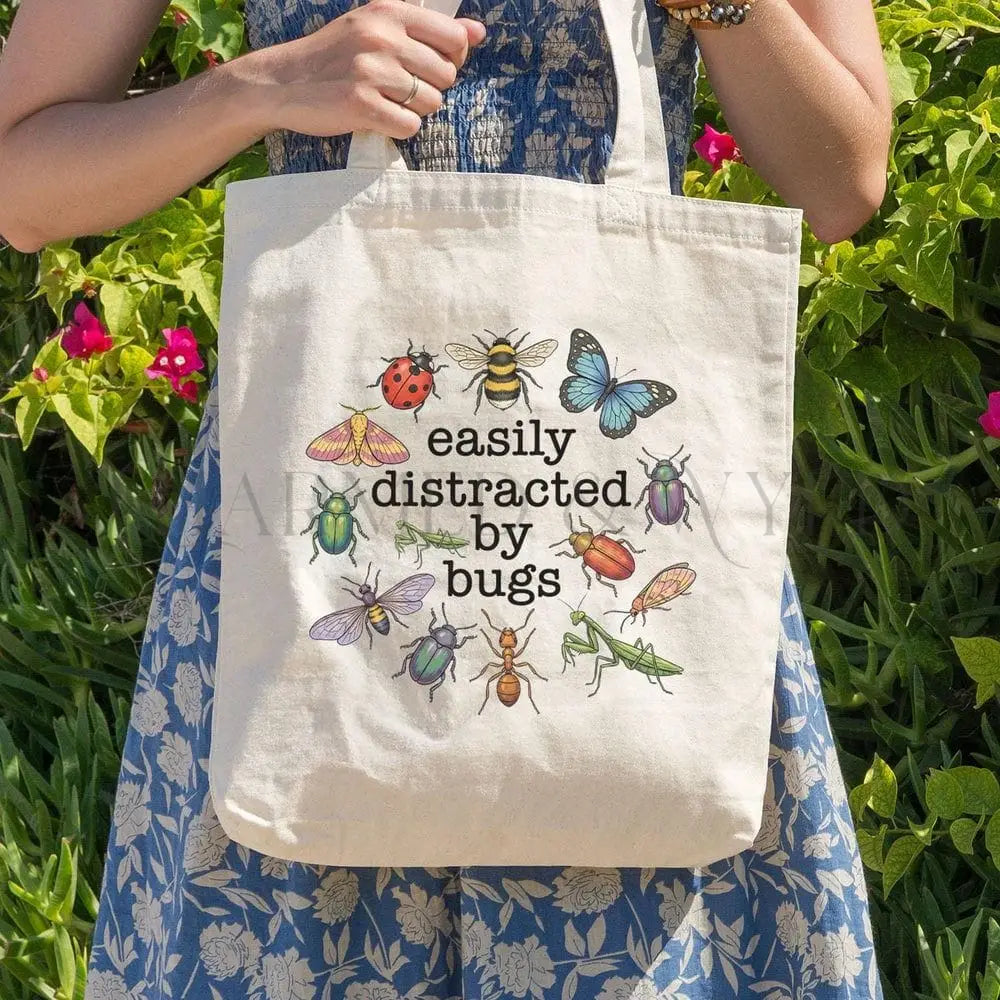 Easily Distracted By Bugs Cotton Tote Bag - Charmed and Wyld