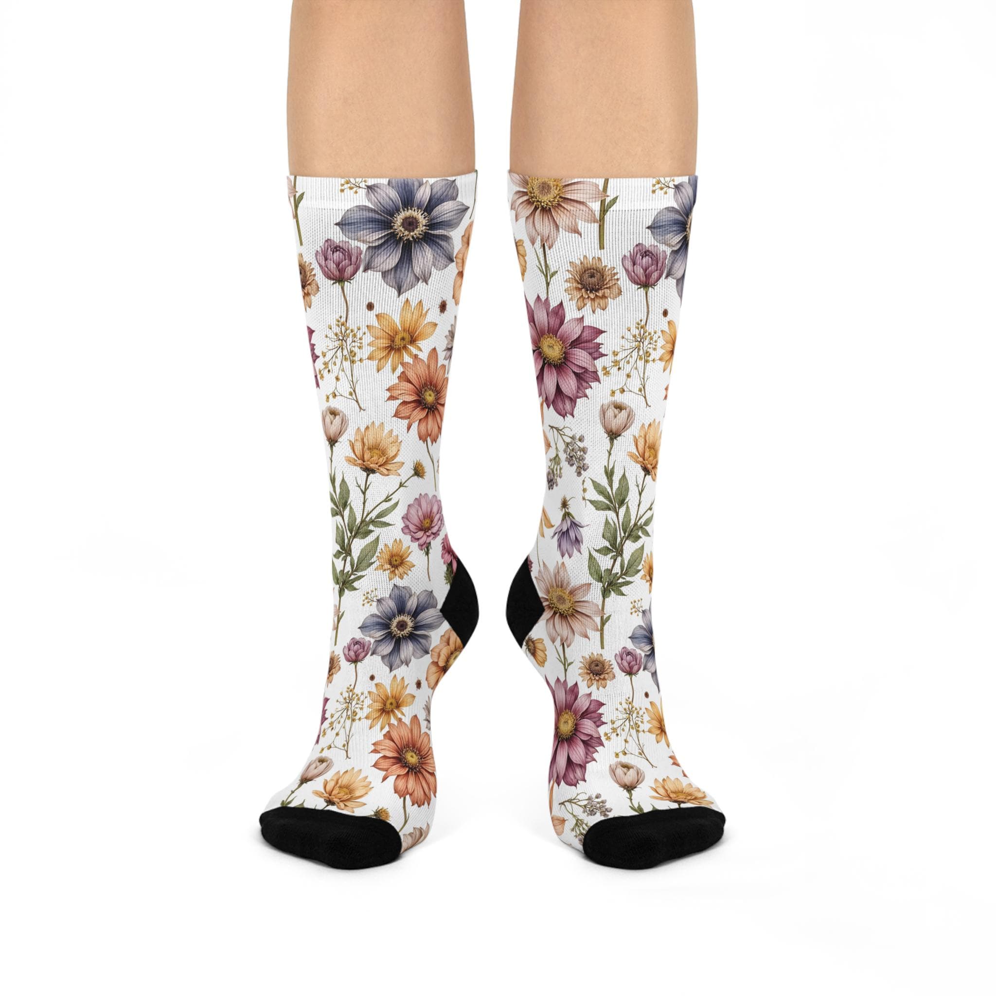 Dried Flower Socks, Wildflower Cottagecore Witchy Socks, Herbology Magic Fashion, Indie Nature Womens Adults Unisex Socks