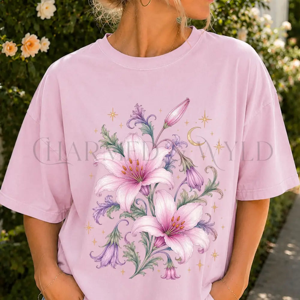 Enchanted Pink Lilies T-Shirt - Blossom / S - T-Shirt