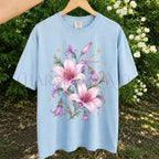 Enchanted Pink Lilies T-Shirt - Chambray / S - T-Shirt