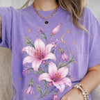 Enchanted Pink Lilies T-Shirt - Violet / S - T-Shirt