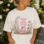 Enjoy the Little Things Pink Frog T-Shirt - Ivory / S - T-Shirt
