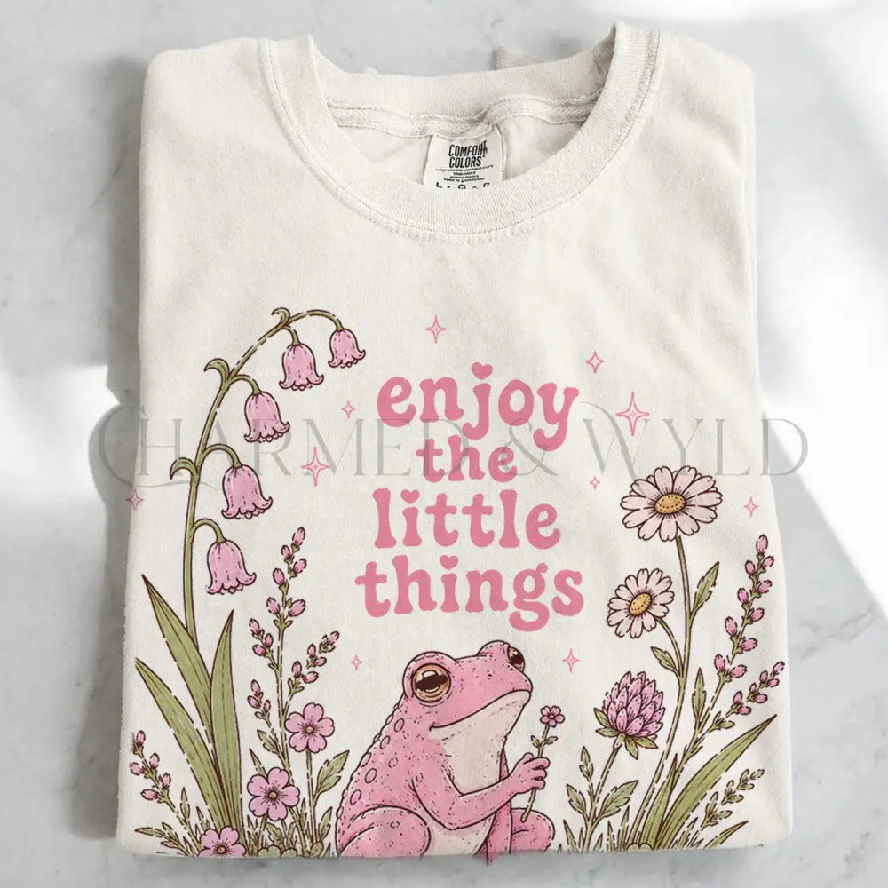 Enjoy the Little Things Pink Frog T-Shirt - White / S - T-Shirt
