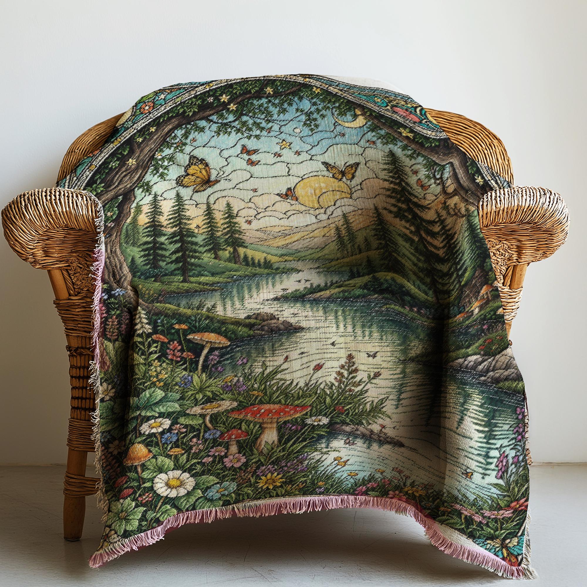 Fairytale Fringe Throw Blanket, Gothic Witchy Fringe Picnic Blanket, Cottagecore Woven Soft Flannel Throw, Bedroom Lounge Home Decor