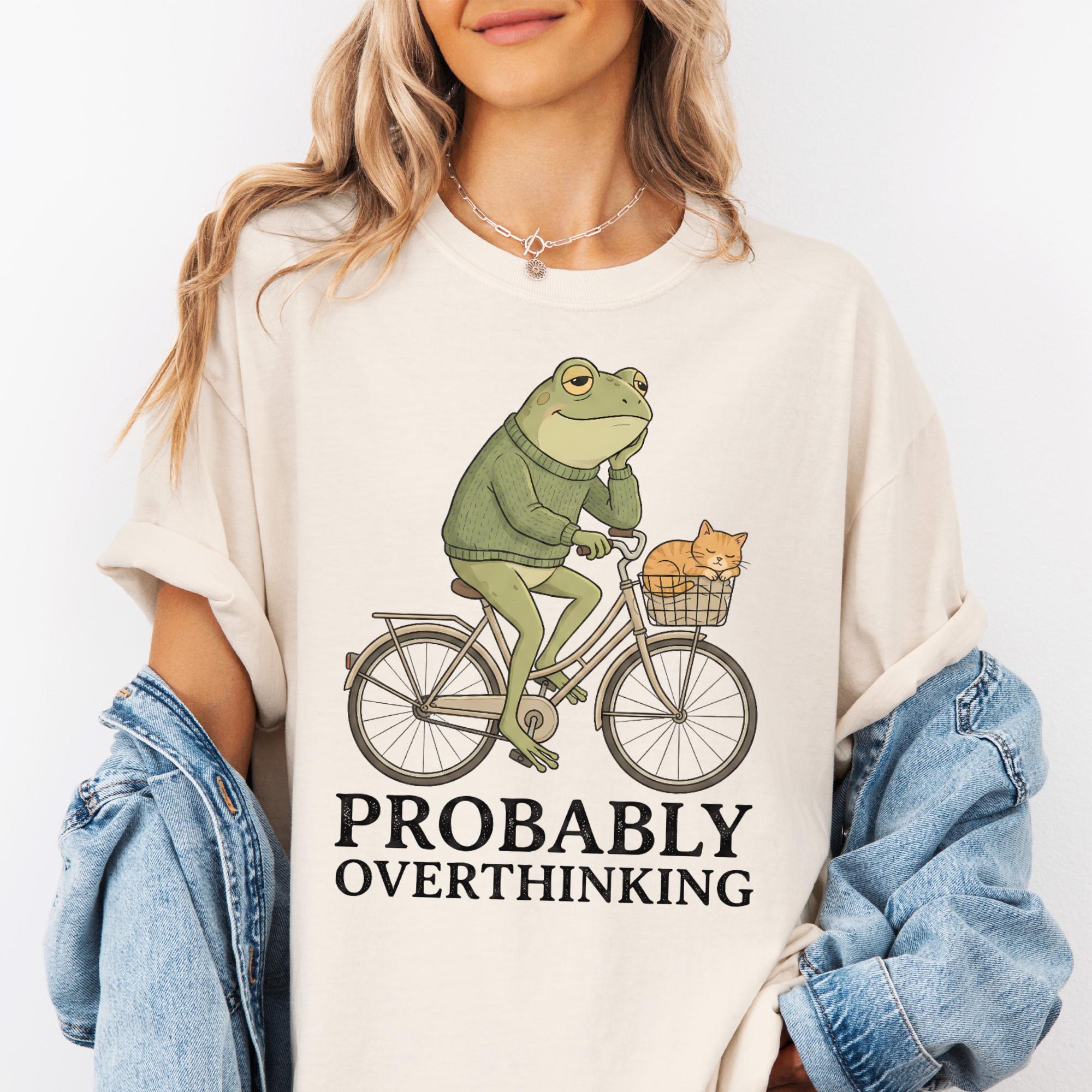 Probably Overthinking Frog T-shirt, Comfort Colors Cottagecore Graphic Tee, Funny Nature Animal Womens Top