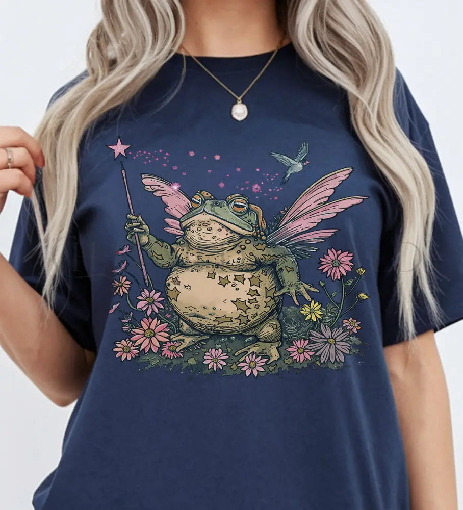 Fairy Frog T-Shirt - Navy / S - T-Shirt