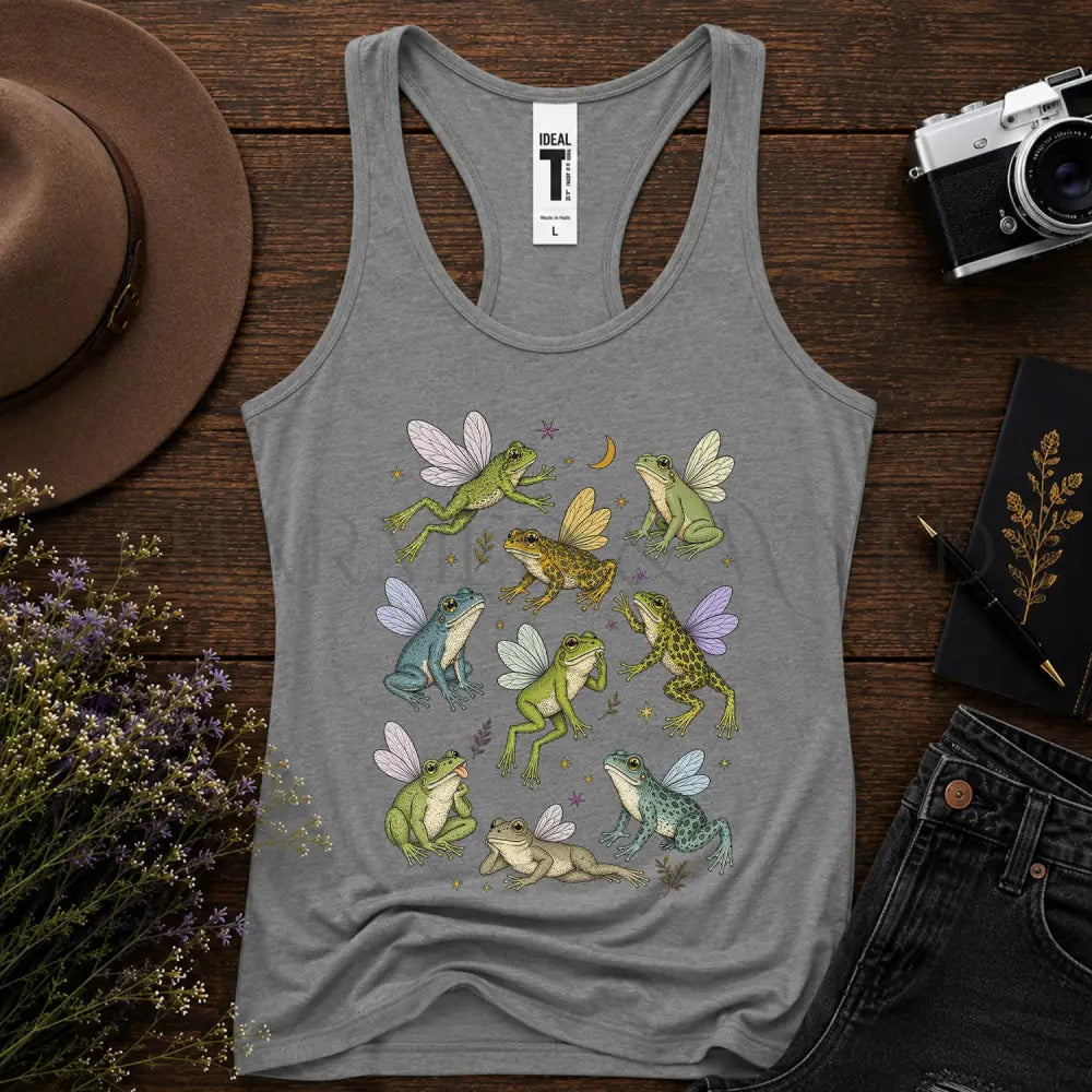 Fairy Frogs Racerback Tank Top - Heather Grey / S - Tank Top