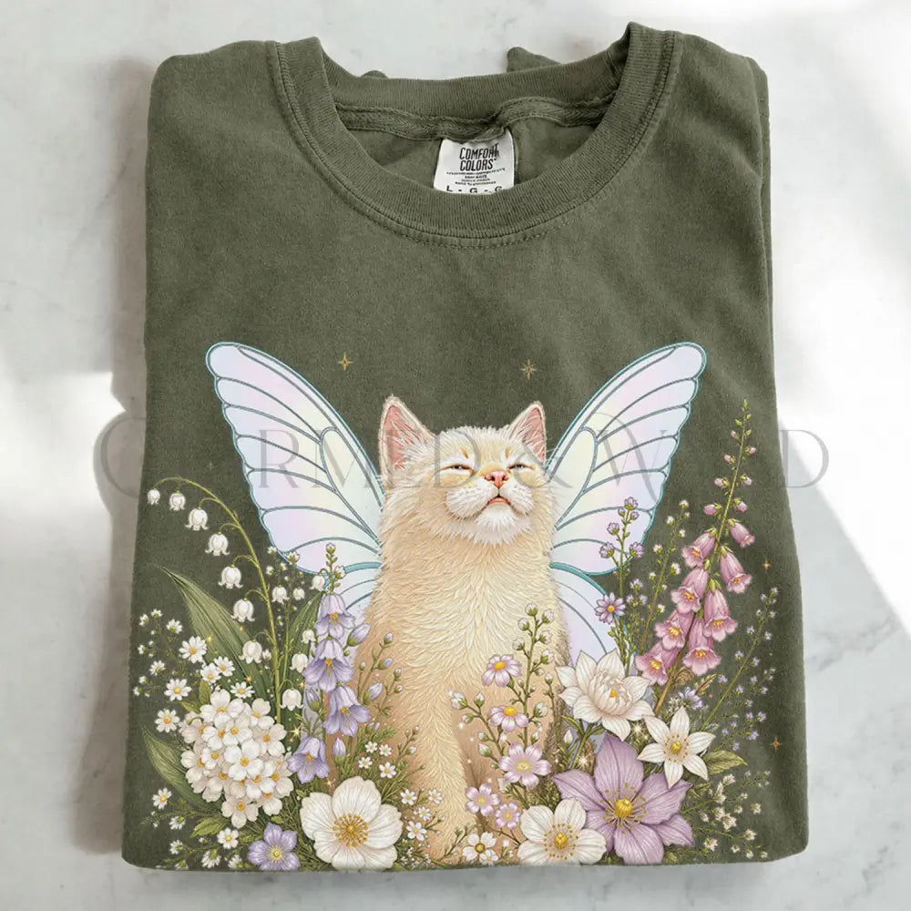 Fairy Kitten T-Shirt - Moss / S - T-Shirt
