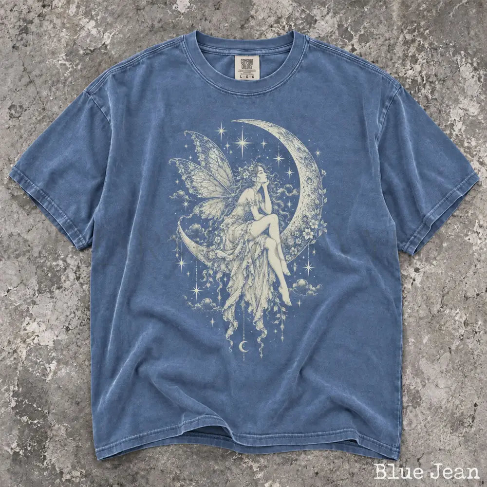 Fairy Moon Comfort Colors T-Shirt - Blue Jean / S - T-Shirt