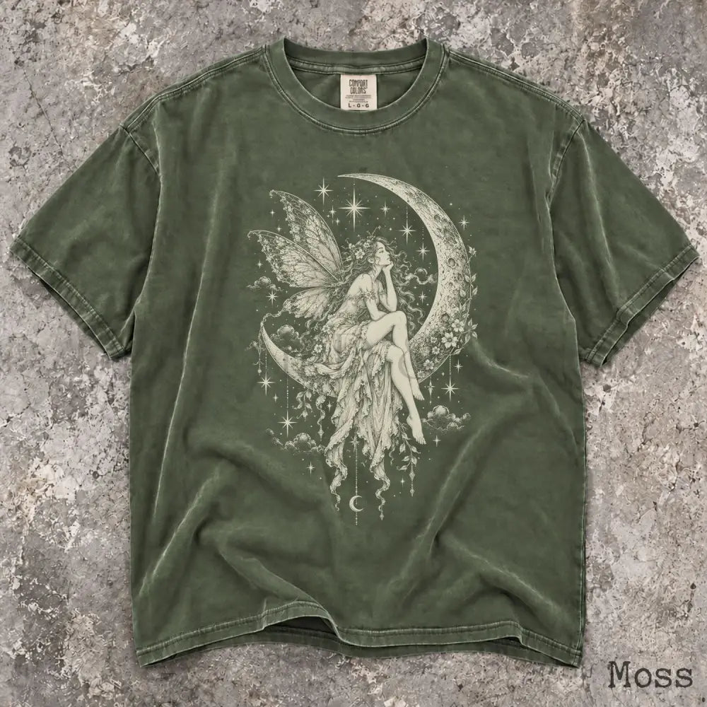 Fairy Moon Comfort Colors T-Shirt - Moss / S - T-Shirt