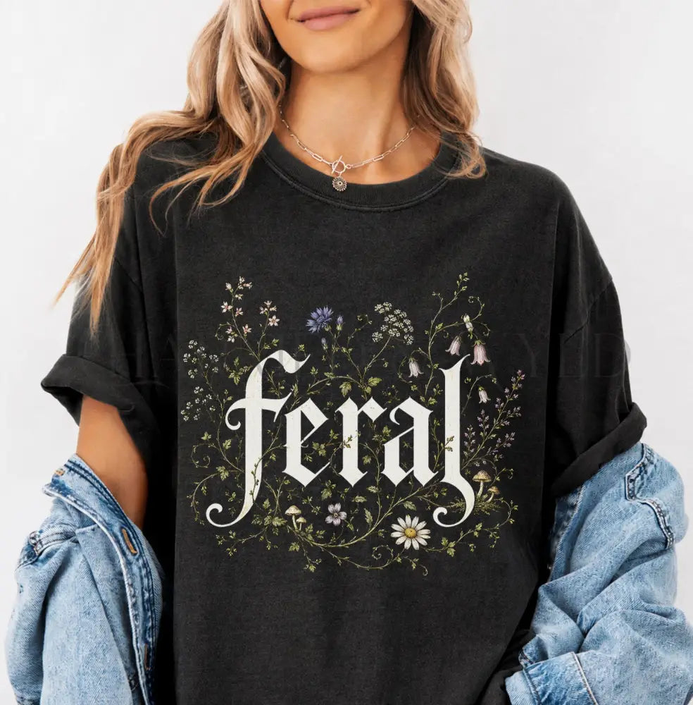 Feral Wildflower Graphic T-Shirt - Black / S - T-Shirt