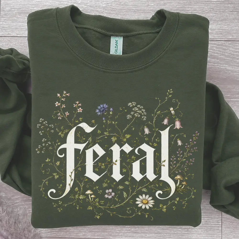 Feral Wildflower Sweatshirt - Military Green / S - Sweatshirt