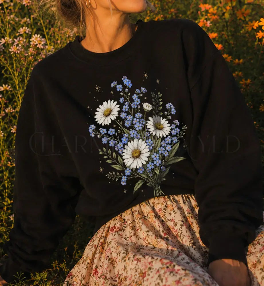 Forget Me Not Daisy Sweatshirt - Charmed and Wyld