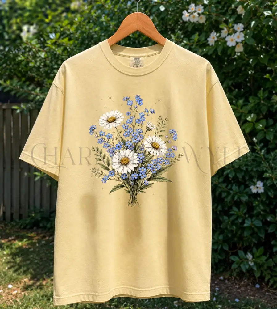 Forget Me Not Dasiy Floral T-Shirt - Butter / S - T-Shirt