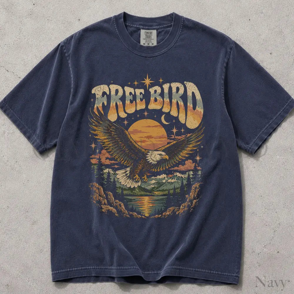 Free Bird Comfort Colors T-Shirt - Navy / S - T-Shirt