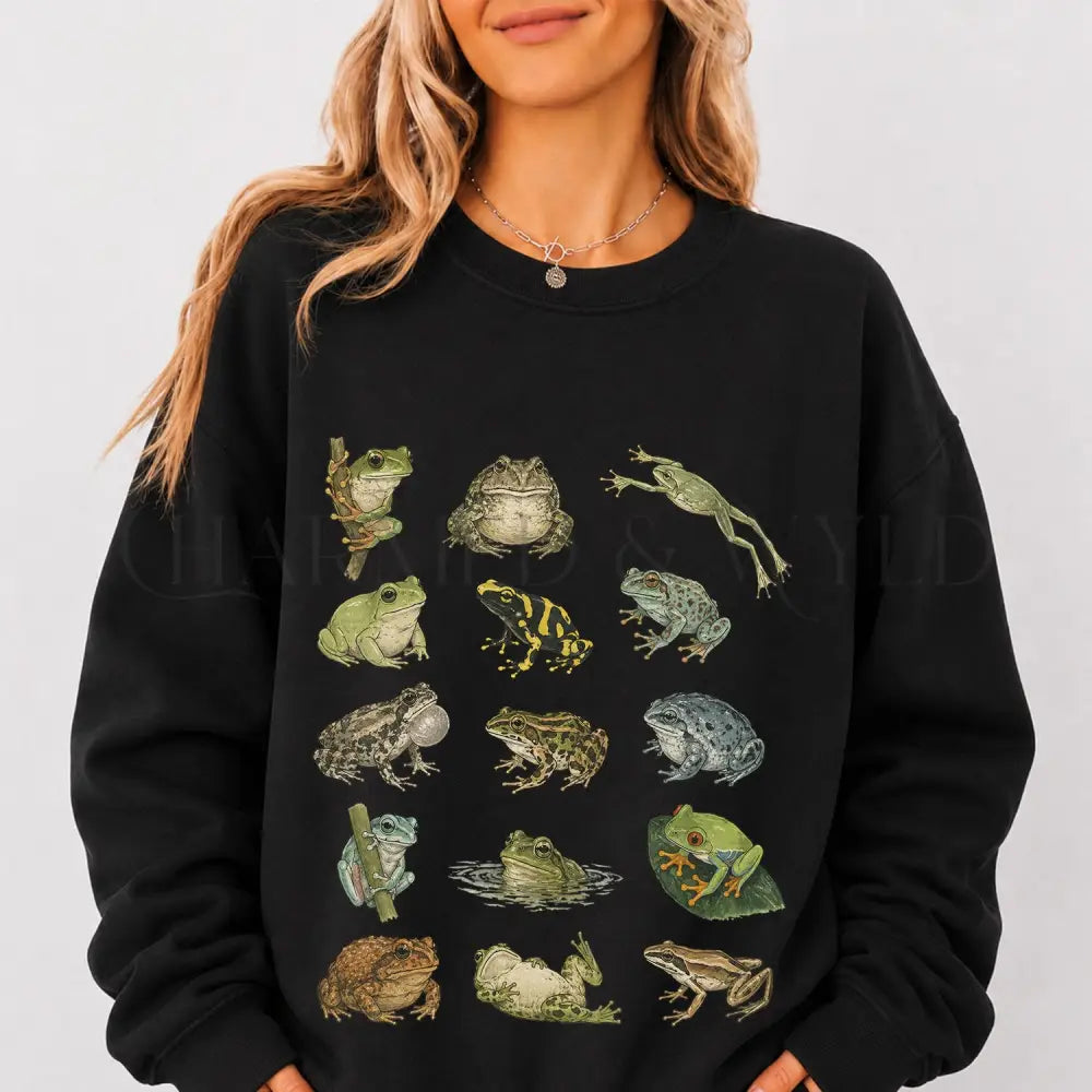 Frog Species Graphic Sweatshirt - Black / S - Sweatshirt