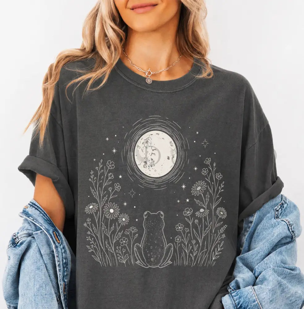 Frog Stargazing Moon T-Shirt - T-Shirt
