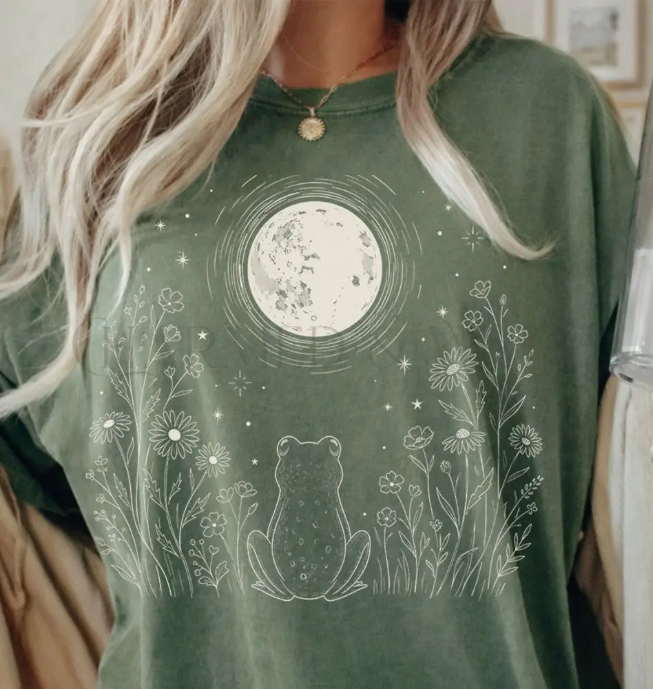 Frog Stargazing Moon T-Shirt - T-Shirt