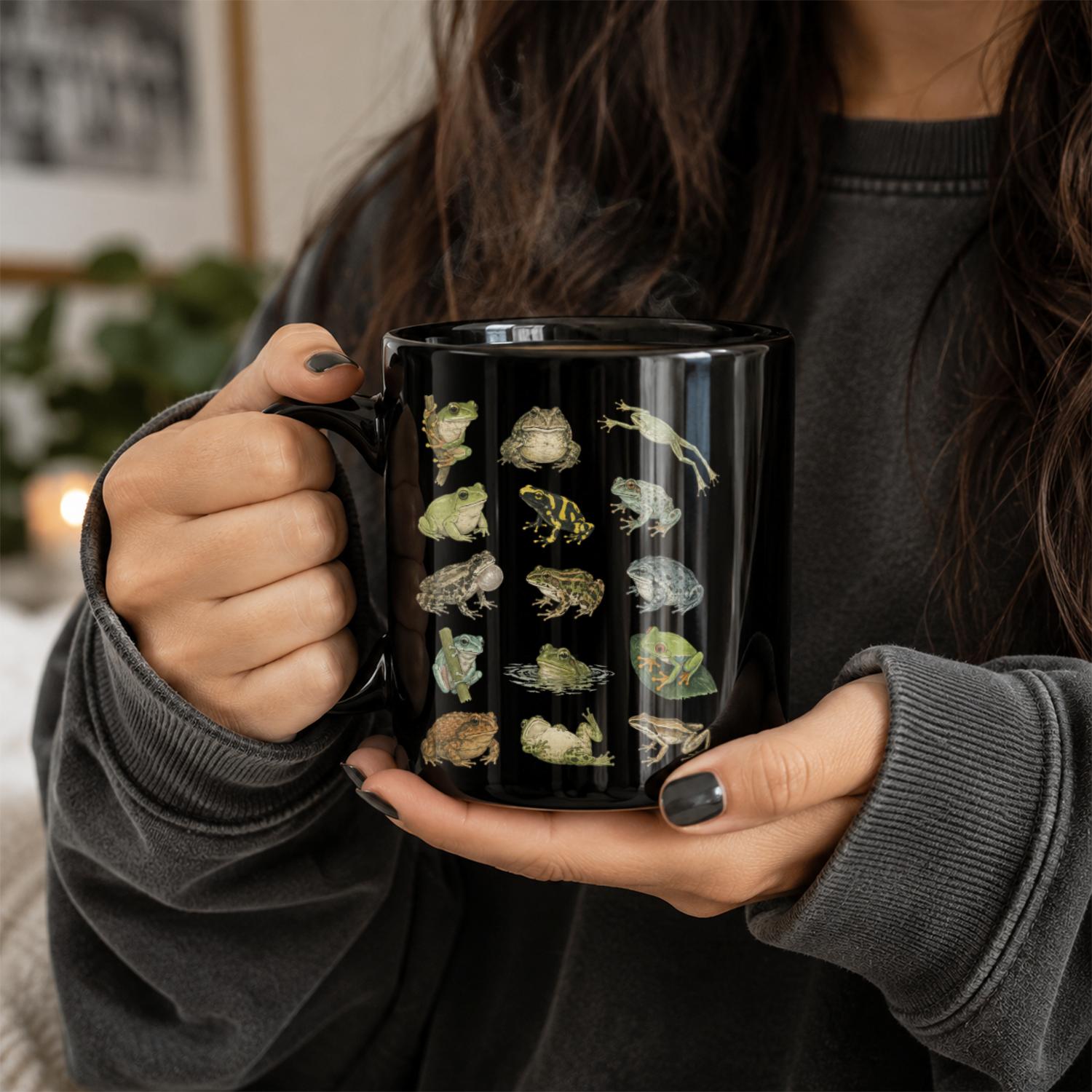 Frog Species Black Ceramic Mug