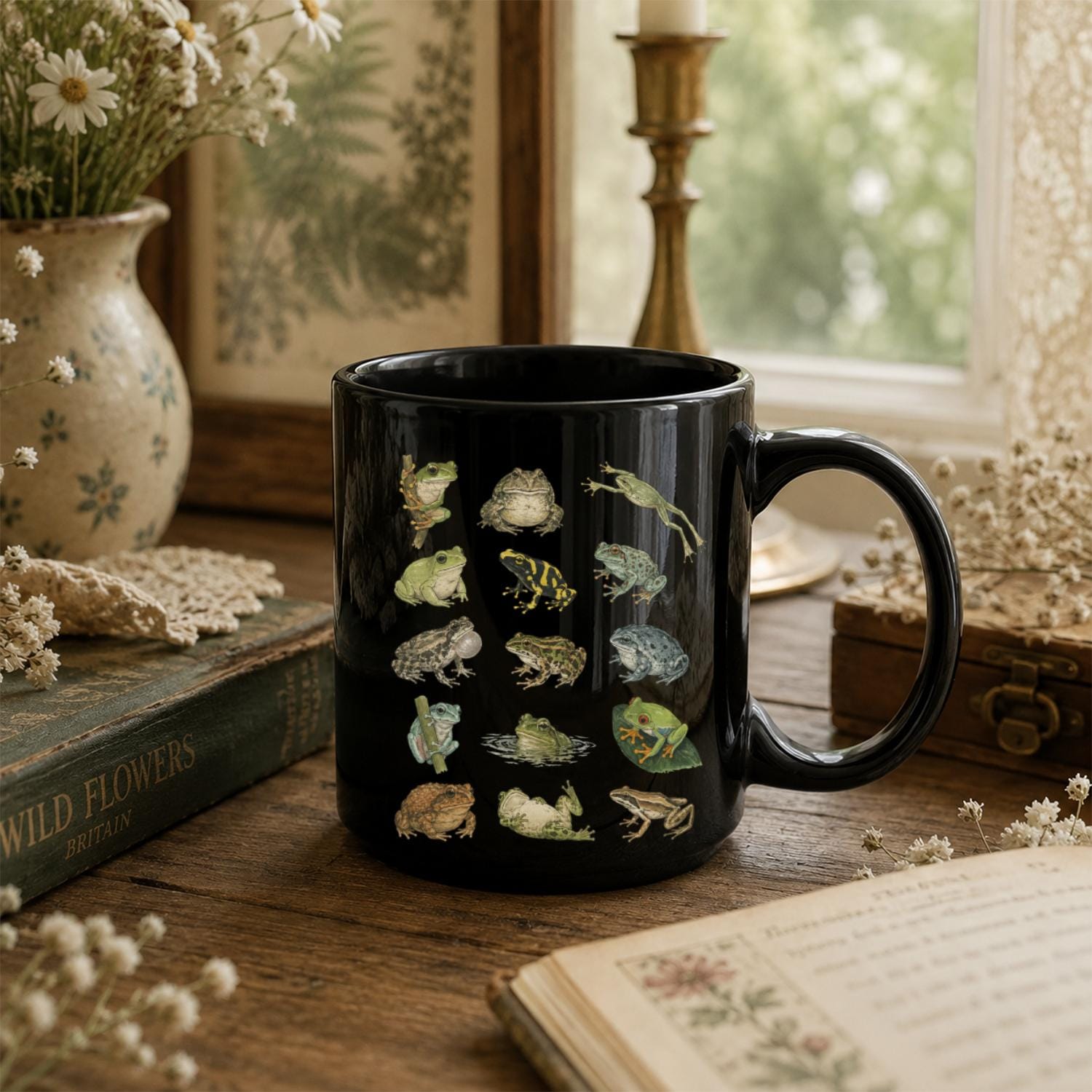 Frog Species Black Ceramic Mug