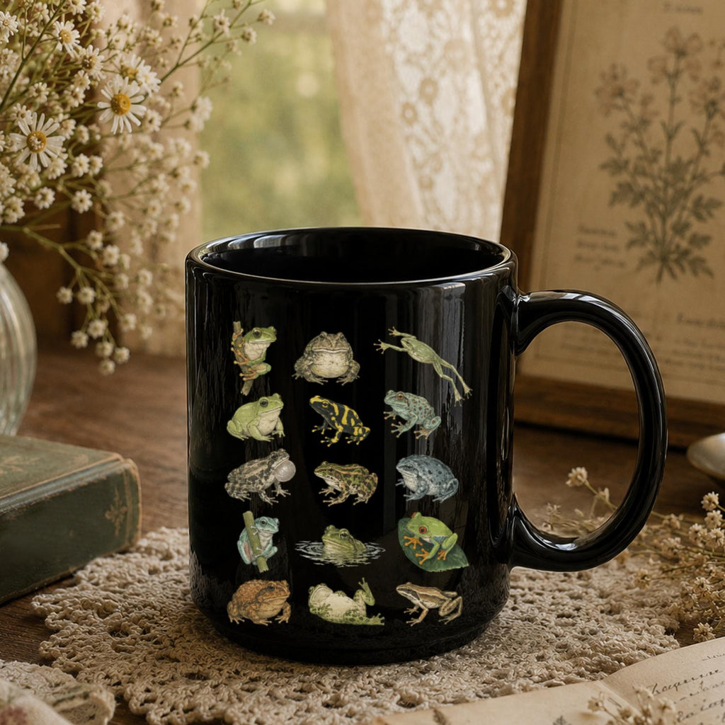 Frog Species Black Ceramic Mug