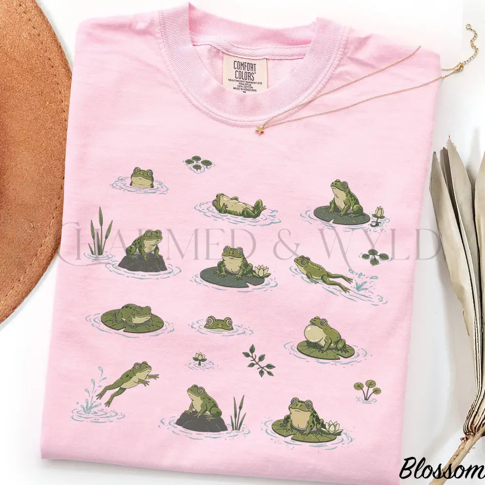Frogs in Pond Comfort Colors T-Shirt - Blossom / S - T-Shirt