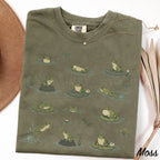 Frogs in Pond Comfort Colors T-Shirt - Moss / S - T-Shirt
