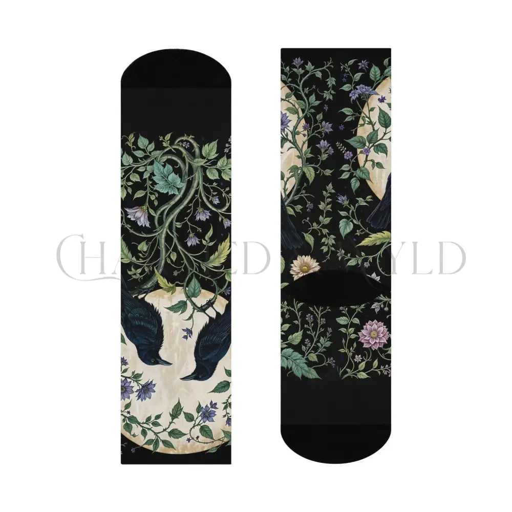 Full Moon Crow Adults Unisex Socks