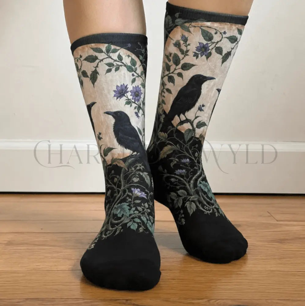 Full Moon Crow Adults Unisex Socks