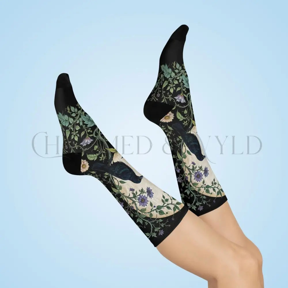 Full Moon Crow Adults Unisex Socks