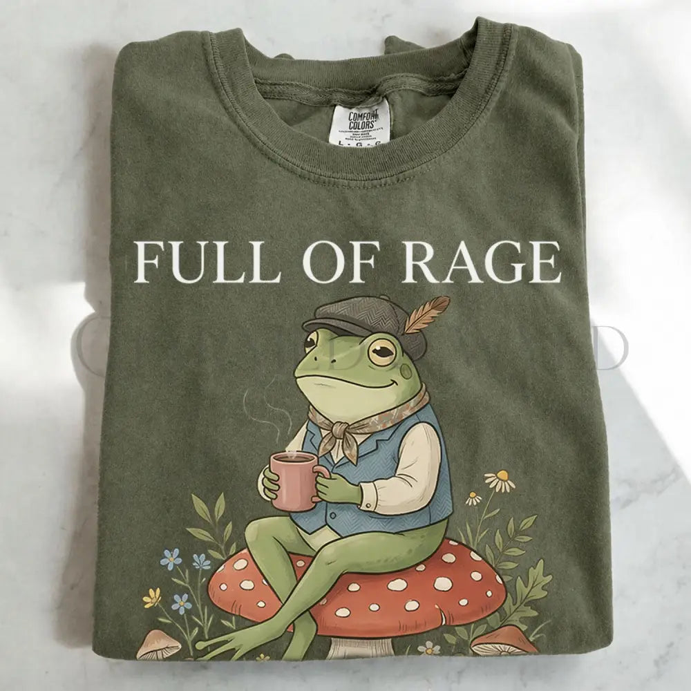 Full of Rage and Whimsy Frog T-Shirt - Moss / S - T-Shirt
