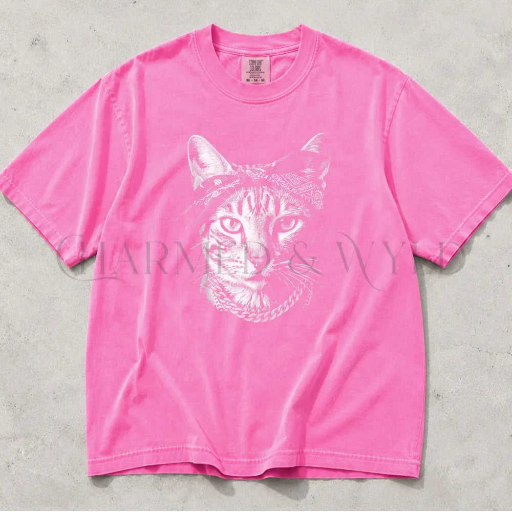 Gangster Catpuc Comfort Colors T-Shirt - Neon Pink / S - T-Shirt