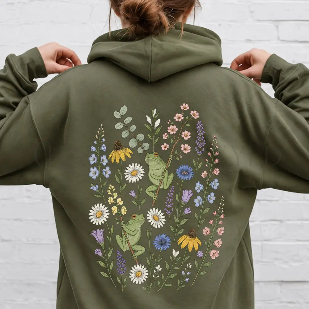Garden Tree Frogs Hooded Sweatshirt - Military Green / S - Hoodie