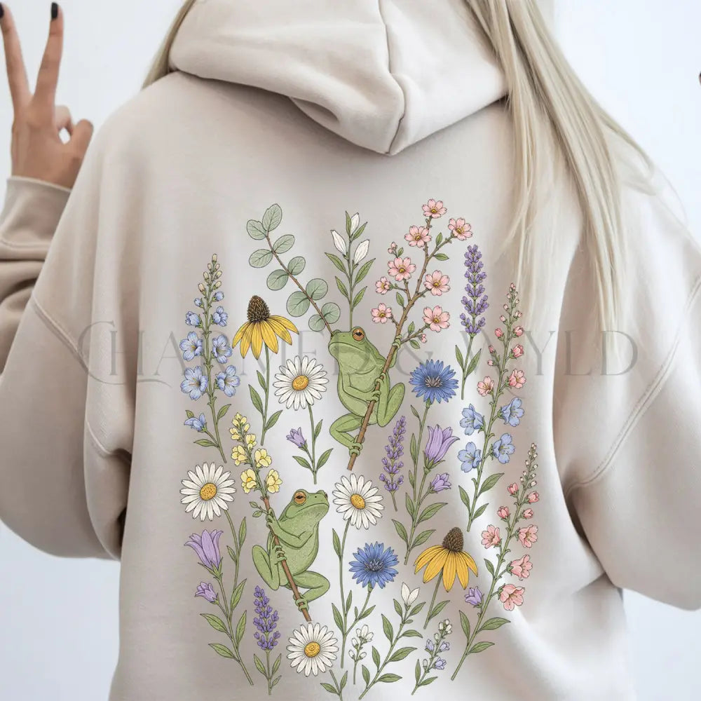Garden Tree Frogs Hooded Sweatshirt - Sand / S - Hoodie
