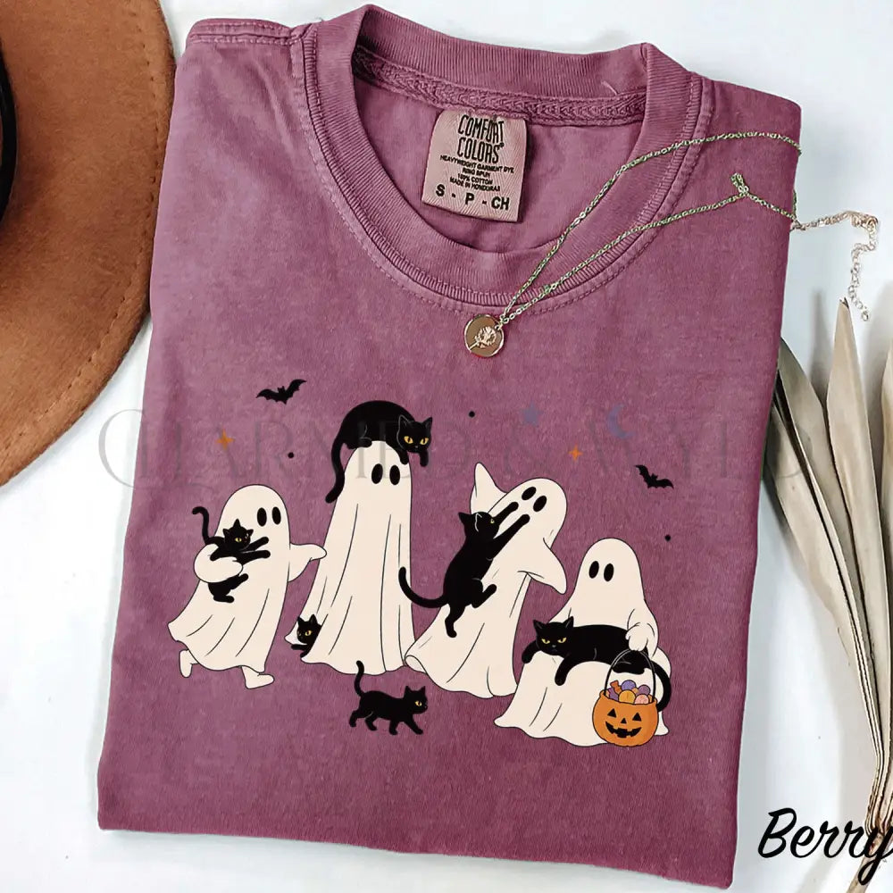 Ghost Cat Comfort Colors T-Shirt - Berry / S - T-Shirt