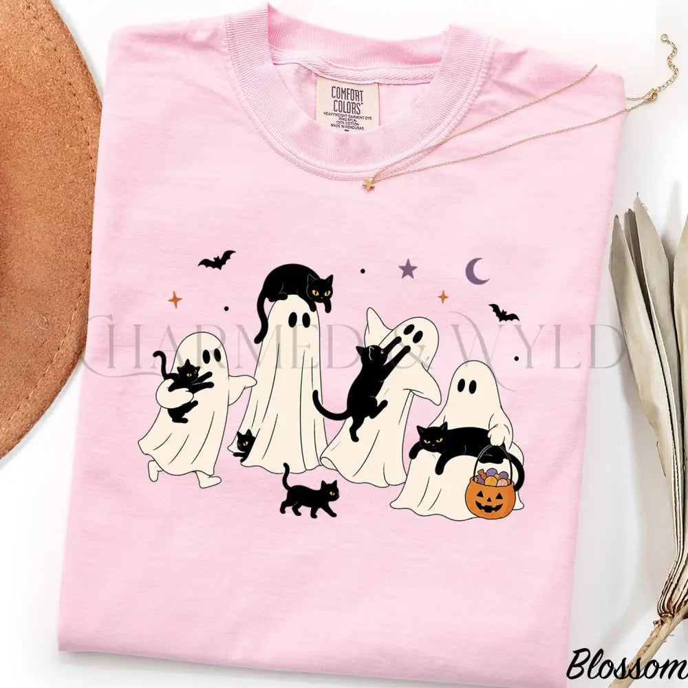 Ghost Cat Comfort Colors T-Shirt - Blossom / S - T-Shirt