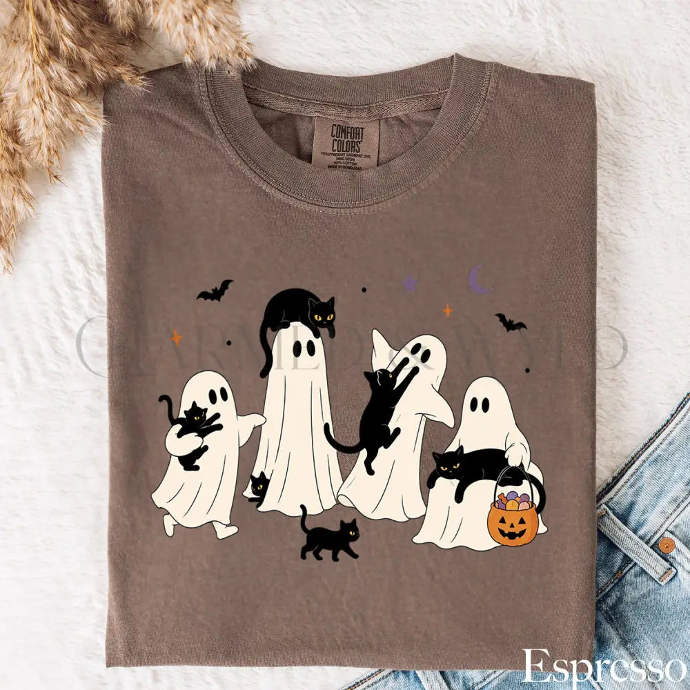 Ghost Cat Comfort Colors T-Shirt - Espresso / S - T-Shirt
