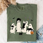 Ghost Cat Comfort Colors T-Shirt - Moss / S - T-Shirt