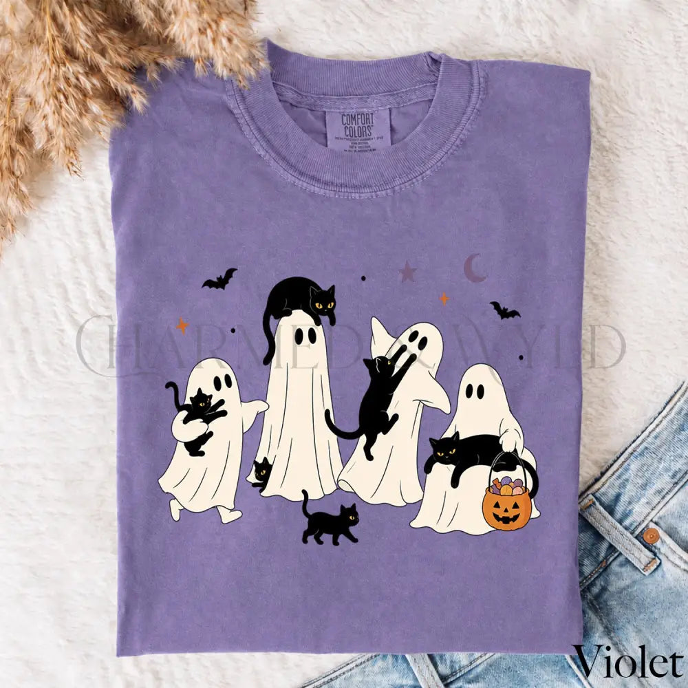 Ghost Cat Comfort Colors T-Shirt - Violet / S - T-Shirt